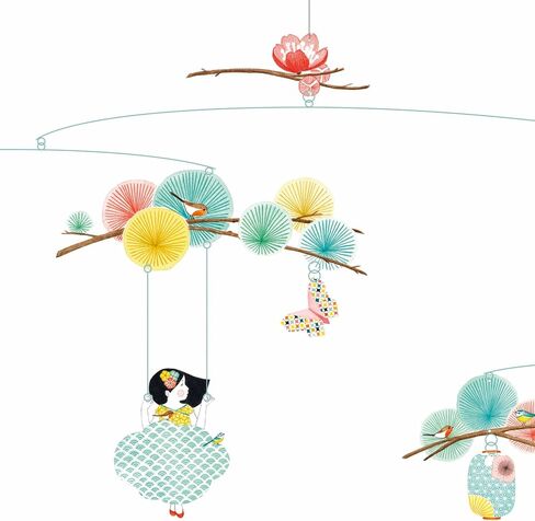 DJECO Polypro Mobiles Dreamy Girl - Visual Stimulation for Kids - Fun & Soothing Mobile for Children's Crib, Bedroom & Playroom - Educational Visual Decor for Children 3+ Years Girls & Boys in Saudi Arabia