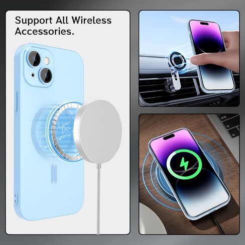 حافظة مغناطيسية لهاتف iPhone 15 Plus للنساء، تصميم لامع فاخر ناعم لامع وواقي عدسة الكاميرا، متوافق مع حافظة Magsafe لهاتف iPhone 15 Plus 6.7 بوصة - وردي فاقع in Kuwait