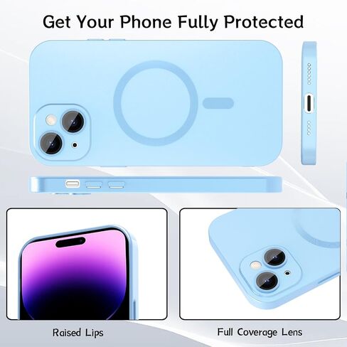 حافظة مغناطيسية لهاتف iPhone 15 Plus للنساء، تصميم لامع فاخر ناعم لامع وواقي عدسة الكاميرا، متوافق مع حافظة Magsafe لهاتف iPhone 15 Plus 6.7 بوصة - وردي فاقع in Kuwait