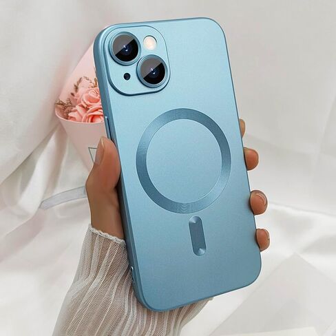 حافظة مغناطيسية لهاتف iPhone 15 Plus للنساء، تصميم لامع فاخر ناعم لامع وواقي عدسة الكاميرا، متوافق مع حافظة Magsafe لهاتف iPhone 15 Plus 6.7 بوصة - وردي فاقع in Kuwait