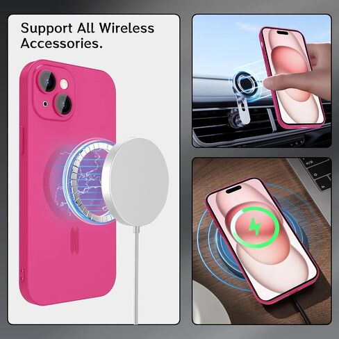ankofave Magnetic Case for iPhone 15 Plus Phone Case for Women, Matte Luxury Soft Metallic Luster Design and Camera Lens Protector, Compatible with Magsafe Case for iPhone 15 Plus 6.7"-Red Wine in Kuwait