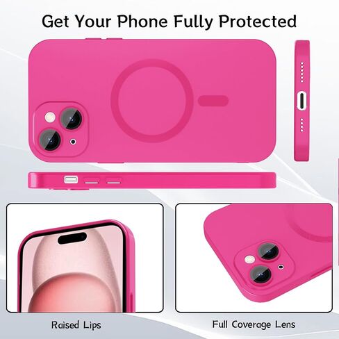 ankofave Magnetic Case for iPhone 15 Plus Phone Case for Women, Matte Luxury Soft Metallic Luster Design and Camera Lens Protector, Compatible with Magsafe Case for iPhone 15 Plus 6.7"-Red Wine in Kuwait