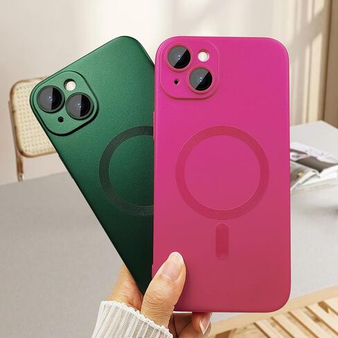 ankofave Magnetic Case for iPhone 15 Plus Phone Case for Women, Matte Luxury Soft Metallic Luster Design and Camera Lens Protector, Compatible with Magsafe Case for iPhone 15 Plus 6.7"-Red Wine in Kuwait