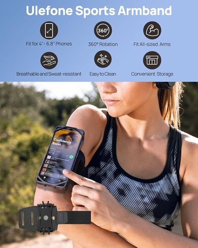 حزام يد Ulefone للجري لهاتف iPhone 15 14 13 12 11 Pro Max/Plus/XR/XS/X، Galaxy S23/S22/S21، جميع موديلات هواتف Ulefone، مع حامل سماعة الرأس وجيوب للمفاتيح، أشرطة ذراع رياضية تناسب 4-6.8 بوصة هاتف in Saudi Arabia