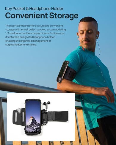 حزام يد Ulefone للجري لهاتف iPhone 15 14 13 12 11 Pro Max/Plus/XR/XS/X، Galaxy S23/S22/S21، جميع موديلات هواتف Ulefone، مع حامل سماعة الرأس وجيوب للمفاتيح، أشرطة ذراع رياضية تناسب 4-6.8 بوصة هاتف in Saudi Arabia