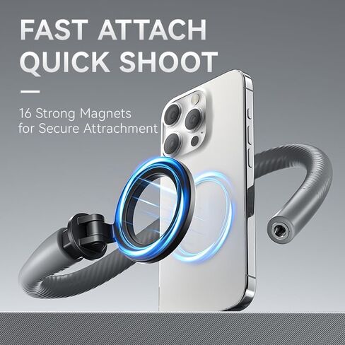 Magnetic Flexible Phone Mount Clamp Tripod Stand Stick Pole for Phones, Stroller Treadmill Tube Bike Motorcycle Phone Holder Attach Stand Accessories Arm Mount for iPhone Android Phones Black in Saudi Arabia