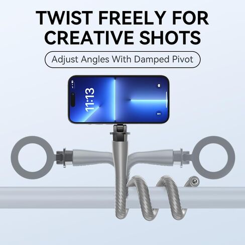 Magnetic Flexible Phone Mount Clamp Tripod Stand Stick Pole for Phones, Stroller Treadmill Tube Bike Motorcycle Phone Holder Attach Stand Accessories Arm Mount for iPhone Android Phones Black in Saudi Arabia