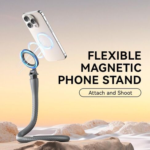 Magnetic Flexible Phone Mount Clamp Tripod Stand Stick Pole for Phones, Stroller Treadmill Tube Bike Motorcycle Phone Holder Attach Stand Accessories Arm Mount for iPhone Android Phones Black in Saudi Arabia