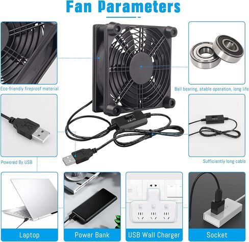 Quiet 120mm 5v USB Fan Powered Fan with Speed Control for Receiver DVR Playstation Xbox Computer Cabinet Cooling in Saudi Arabia
