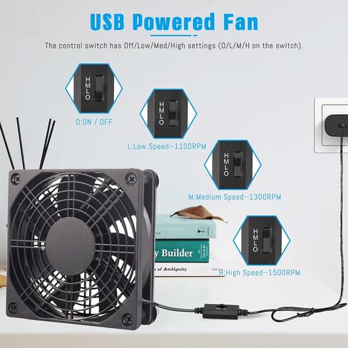 Quiet 120mm 5v USB Fan Powered Fan with Speed Control for Receiver DVR Playstation Xbox Computer Cabinet Cooling in Saudi Arabia