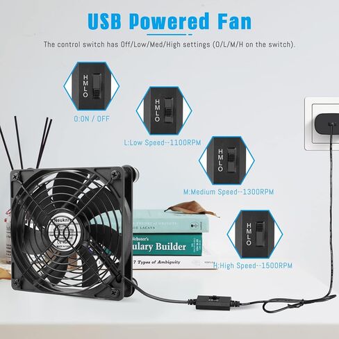 Quiet 120mm 5v USB Fan Powered Fan with Speed Control for Receiver DVR Playstation Xbox Computer Cabinet Cooling in Kuwait