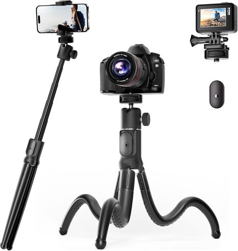 UBeesize Extendable Phone Tripod, Flexible Tripod with Remote, 3 in 1 Selfie Stick Tripod with Gopro Mount, iPhone Stand for Recording, Volgging, Live Streaming Fit for Cell Phones, Canon Sony Cameras in Saudi Arabia