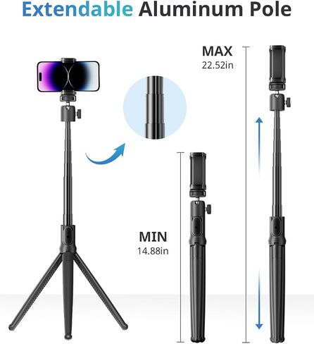 UBeesize Extendable Phone Tripod, Flexible Tripod with Remote, 3 in 1 Selfie Stick Tripod with Gopro Mount, iPhone Stand for Recording, Volgging, Live Streaming Fit for Cell Phones, Canon Sony Cameras in Saudi Arabia