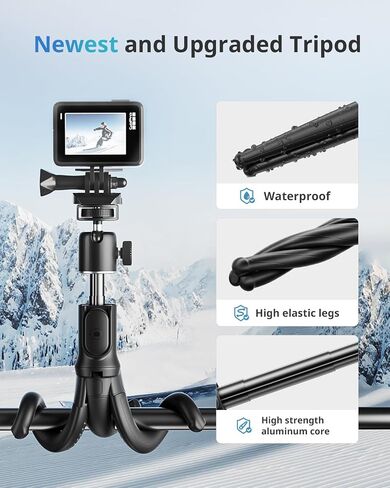 UBeesize Extendable Phone Tripod, Flexible Tripod with Remote, 3 in 1 Selfie Stick Tripod with Gopro Mount, iPhone Stand for Recording, Volgging, Live Streaming Fit for Cell Phones, Canon Sony Cameras in Saudi Arabia