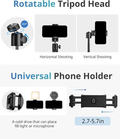UBeesize Extendable Phone Tripod, Flexible Tripod with Remote, 3 in 1 Selfie Stick Tripod with Gopro Mount, iPhone Stand for Recording, Volgging, Live Streaming Fit for Cell Phones, Canon Sony Cameras in Saudi Arabia