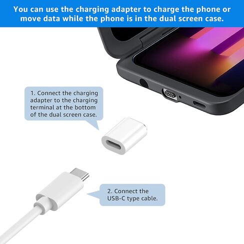 Charging Adapter for LG V60 Dual Screen Cover Case, Magnetic Cable for for LG V60 thinQ (White) in Kuwait