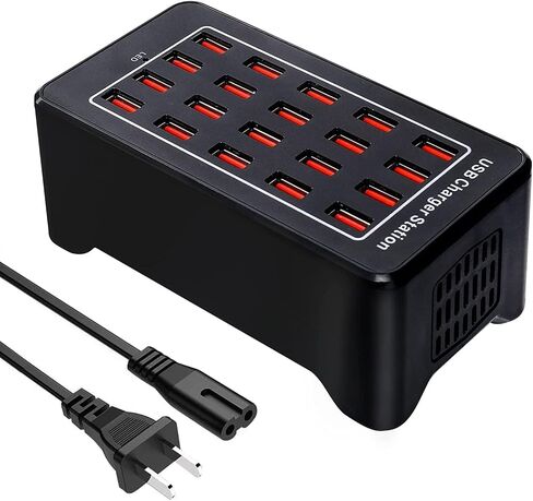 USB Charger Station, 20-Ports 100W/20A Desktop USB Charging Station, Multi-Function USB Smart Charger, USB Wall Charger for Samsung/iPhone/iPad/Google Pixel/Android and More USB Devices in Kuwait