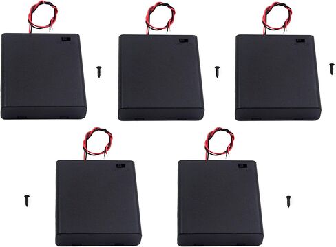 8PCS ON/Off Switch with Cover 2X 1.5V AA Battery Holder Battery Case Battery Box with 5.5" Black Red Wire Leads in Saudi Arabia