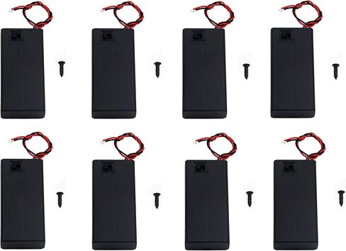 8PCS ON/Off Switch with Cover 2X 1.5V AA Battery Holder Battery Case Battery Box with 5.5" Black Red Wire Leads in Saudi Arabia