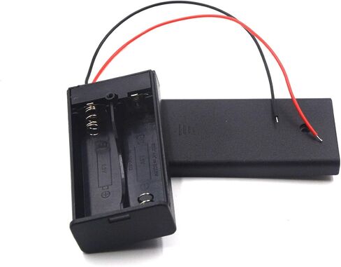 8PCS ON/Off Switch with Cover 2X 1.5V AA Battery Holder Battery Case Battery Box with 5.5" Black Red Wire Leads in Saudi Arabia
