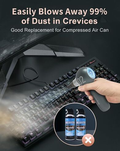 منفضة هواء مضغوطة، منفضة هواء كهربائية من ليبويل، 110000 دورة في الدقيقة، منظف لوحة المفاتيح، منفاخ هواء صغير للكمبيوتر، منفاخ هواء لاسلكي يمكن إعادة شحنه لمنظف الكمبيوتر، منفضة هواء كهربائية خضراء in Kuwait