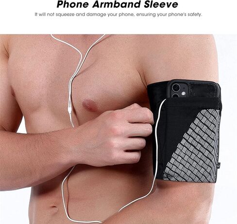 Dioche Cell Phone Armband - Universal Comfort Sports Armband for Running, Fitness and Gym Workouts - Anti-Slip, Lightweight, Reflective, Holds Phone, Keys, Cash - S, M, L in Saudi Arabia