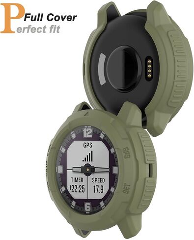 Miimall Compatible for Garmin Instinct Crossover Case, Scratch-Resistance Anti-Drop TPU Military Protection Cover Case for Instinct Crossover & Crossover Solar Accessories (Green) in Saudi Arabia