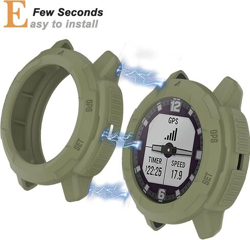 Miimall Compatible for Garmin Instinct Crossover Case, Scratch-Resistance Anti-Drop TPU Military Protection Cover Case for Instinct Crossover & Crossover Solar Accessories (Green) in Saudi Arabia