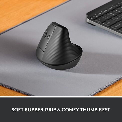 Logitech Lift Left Vertical Ergonomic Mouse, Left-Handed, Wireless, Bluetooth or Logi Bolt USB, Quiet clicks, 4 Buttons, Compatible with Windows/macOS/iPadOS, Laptop, PC - Graphite (Renewed) in Saudi Arabia