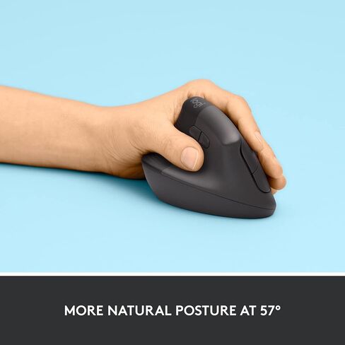 Logitech Lift Left Vertical Ergonomic Mouse, Left-Handed, Wireless, Bluetooth or Logi Bolt USB, Quiet clicks, 4 Buttons, Compatible with Windows/macOS/iPadOS, Laptop, PC - Graphite (Renewed) in Saudi Arabia