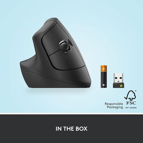 Logitech Lift Left Vertical Ergonomic Mouse, Left-Handed, Wireless, Bluetooth or Logi Bolt USB, Quiet clicks, 4 Buttons, Compatible with Windows/macOS/iPadOS, Laptop, PC - Graphite (Renewed) in Saudi Arabia