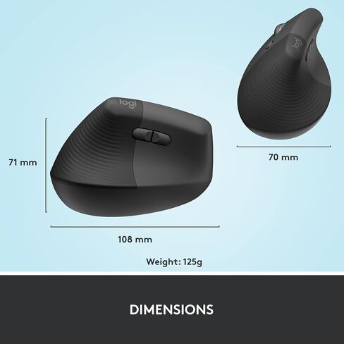 Logitech Lift Left Vertical Ergonomic Mouse, Left-Handed, Wireless, Bluetooth or Logi Bolt USB, Quiet clicks, 4 Buttons, Compatible with Windows/macOS/iPadOS, Laptop, PC - Graphite (Renewed) in Saudi Arabia