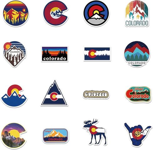 Colorado Stickers 51Pcs Love Co State Flag Trendy Waterproof Vinyl Decors for Water Bottle Laptop Notebook Luggage Phone Suitcase Cars Bumper for Teenagers in Saudi Arabia