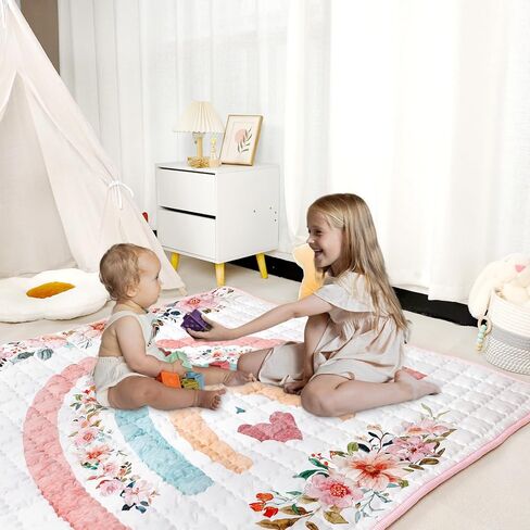 سجادات لعب الأطفال للأرضية بسمك 50 × 50، سجادة أطفال للعب بقاعدة مطورة مضادة للانزلاق، بساط زحف مبطن فائق النعومة، بساط لعب إسفنجي للأطفال الرضع والأطفال الصغار والرضع (أزهار) in Kuwait