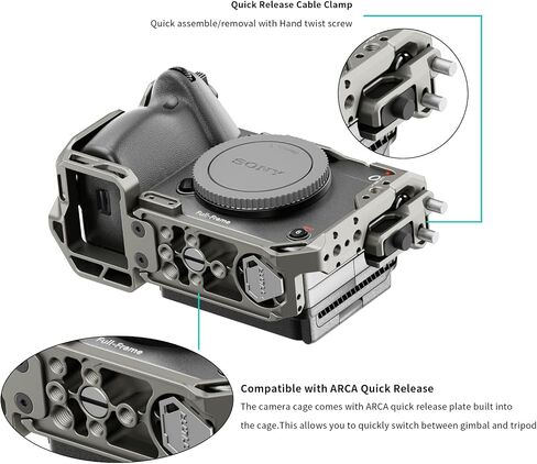 قفص كاميرا Tilta كامل متوافق مع Sony FX30 FX3، مع مشبك كابل HDMI ولوحة سريعة الفك وحذاء بارد وسكك ناتو 1/4"-20 3/8"-16 خيط مع دبابيس تحديد الموقع - رمادي تيتانيوم TA-T16-FCC-TG in Saudi Arabia