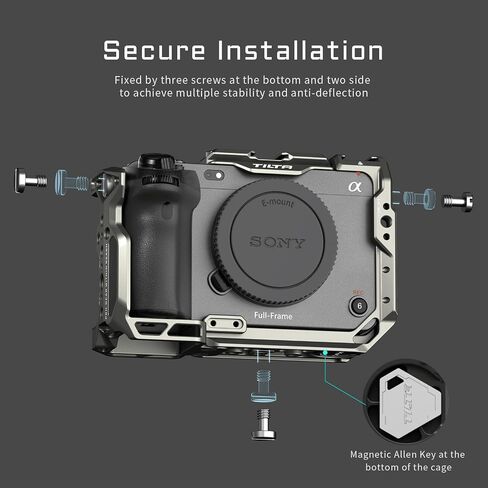 قفص كاميرا Tilta كامل متوافق مع Sony FX30 FX3، مع مشبك كابل HDMI ولوحة سريعة الفك وحذاء بارد وسكك ناتو 1/4"-20 3/8"-16 خيط مع دبابيس تحديد الموقع - رمادي تيتانيوم TA-T16-FCC-TG in Saudi Arabia