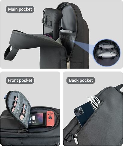 Syntech Carrying Case Compatible with Steam Deck OLED/ROG Ally X/PlayStation Portal, Sling Bag for Nintendo Switch/Legion Go, Portable Travel Bag for Consoles & Accessories with Large Storage Space in Saudi Arabia