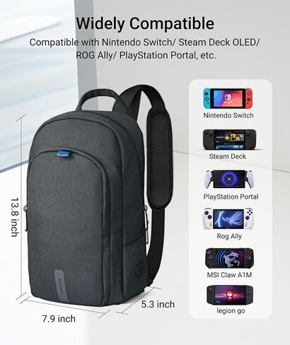 Syntech Carrying Case Compatible with Steam Deck OLED/ROG Ally X/PlayStation Portal, Sling Bag for Nintendo Switch/Legion Go, Portable Travel Bag for Consoles & Accessories with Large Storage Space in Saudi Arabia