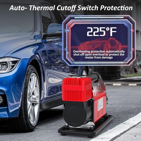 ضاغط هواء محمول 400P DC12V، مضخة هواء لإطارات السيارة، 85 لتر (3 قدم)/الدقيقة، ضاغط هواء معدني عالي الطاقة، للشاحنات، سيارات الدفع الرباعي، RV، الكرات، الدراجة قابلة للنفخ - أحمر in Kuwait