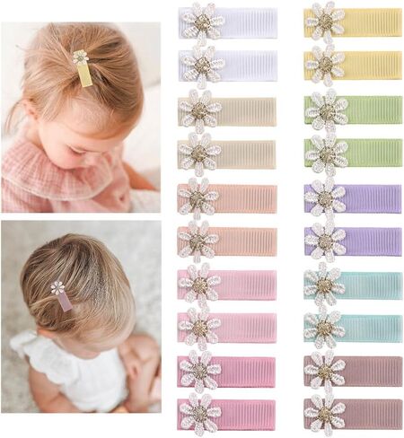 مشابك شعر على شكل زهور الأقحوان للفتيات الصغيرات، مبطنة بالكامل ولا تنزلق للشعر الناعم، مشابك شعر للأطفال على شكل زهور مغطاة بالكامل، إكسسوارات شعر للفتيات الصغيرات، دبابيس شعر لحديثي الولادة 20 قطعة in Kuwait