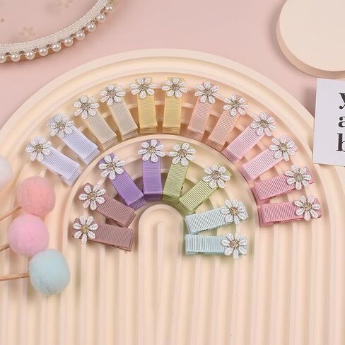 مشابك شعر على شكل زهور الأقحوان للفتيات الصغيرات، مبطنة بالكامل ولا تنزلق للشعر الناعم، مشابك شعر للأطفال على شكل زهور مغطاة بالكامل، إكسسوارات شعر للفتيات الصغيرات، دبابيس شعر لحديثي الولادة 20 قطعة in Kuwait