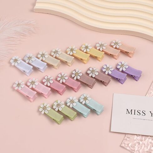 مشابك شعر على شكل زهور الأقحوان للفتيات الصغيرات، مبطنة بالكامل ولا تنزلق للشعر الناعم، مشابك شعر للأطفال على شكل زهور مغطاة بالكامل، إكسسوارات شعر للفتيات الصغيرات، دبابيس شعر لحديثي الولادة 20 قطعة in Kuwait