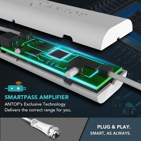 هوائي تلفزيون خارجي متعدد الاتجاهات من ANTOP ANTENNA مع مقسم ثنائي الاتجاه، هوائي استقبال 360 درجة HDTV 65 ميلًا in Kuwait