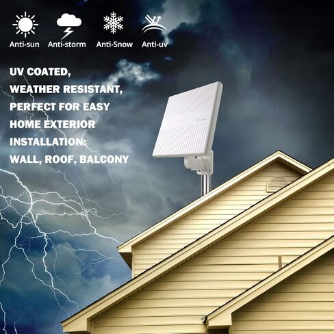 هوائي تلفزيون خارجي متعدد الاتجاهات من ANTOP ANTENNA مع مقسم ثنائي الاتجاه، هوائي استقبال 360 درجة HDTV 65 ميلًا in Kuwait