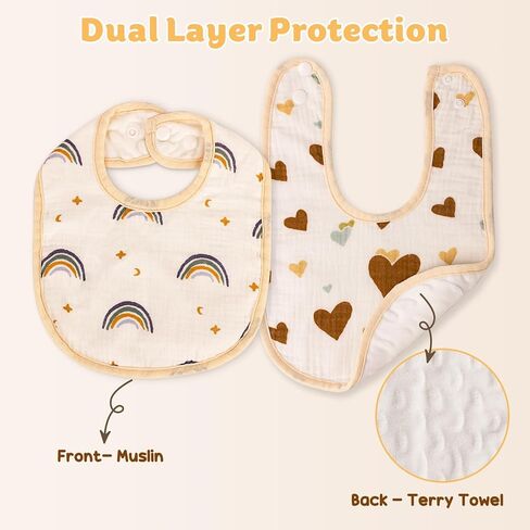 Muslin Baby Bibs, 100% Cotton Baby Bandana Drool Bibs for Boys Girls, Solid Colors Set Bibs for Teething and Drooling in Kuwait