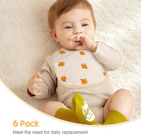 Muslin Baby Bibs, 100% Cotton Baby Bandana Drool Bibs for Boys Girls, Solid Colors Set Bibs for Teething and Drooling in Kuwait