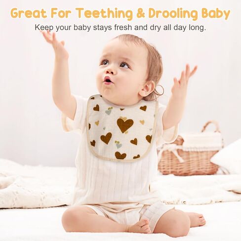 Muslin Baby Bibs, 100% Cotton Baby Bandana Drool Bibs for Boys Girls, Solid Colors Set Bibs for Teething and Drooling in Kuwait