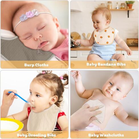 Muslin Baby Bibs, 100% Cotton Baby Bandana Drool Bibs for Boys Girls, Solid Colors Set Bibs for Teething and Drooling in Kuwait