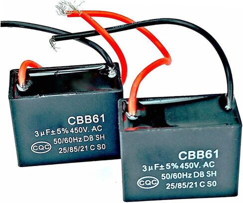 CBB61 3 فائق التوهج مكثف 450 فولت تيار متردد مروحة السقف مكثف 2 سلك متوافق مع 400/350/300/250VAC محرك مكثف 3 فائق التوهج 50/60 هرتز CBB61-3 (2 حزمة) in Saudi Arabia