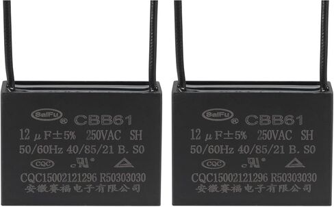 YOKIVE 2 قطعة مكثف مروحة السقف CBB61، مكثف فيلم البولي بروبيلين المعدني رائع للمراوح مضخات المحركات التي تعمل (12 فائق التوهج 250 فولت تيار متردد 2 سلك 50/60 هرتز) in Saudi Arabia